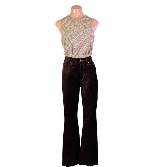 Agolde Nico High Rise Slim Bootcut Velvet Pants Brown Whimsigoth Grunge 32 NWT - Picture 2 of 13